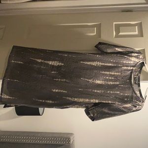 Silk tunic dress, grey, white/cream